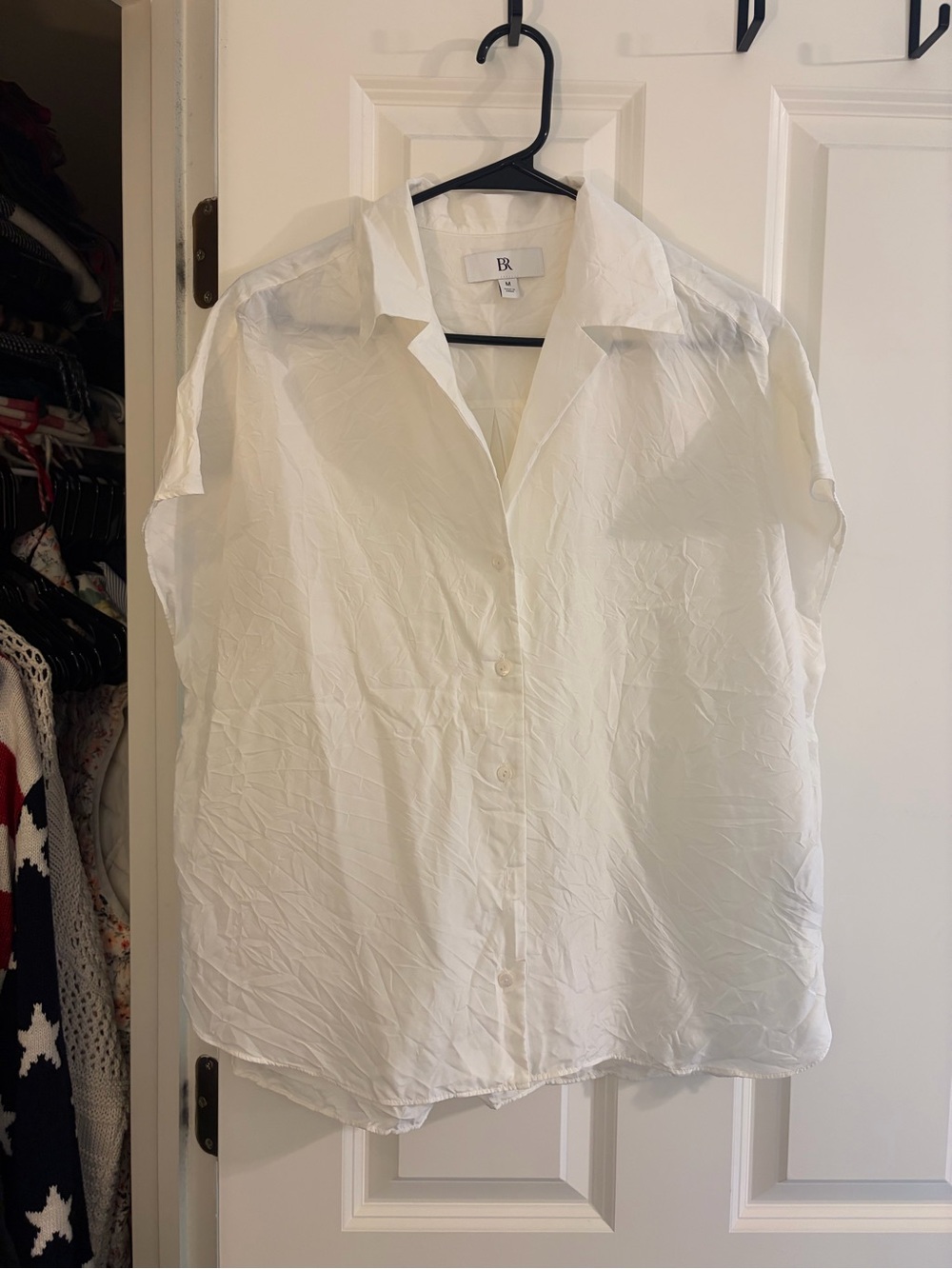 Banana Republic Ivory Resort Style Button-Front Short Sleeve 100% Silk Blouse